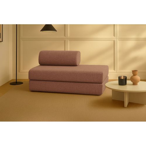 Canapé Droit Modulable Et Convertible 2 Places - Tissu Tweed - Rouge