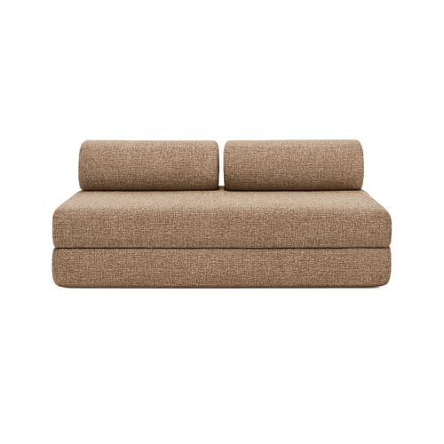 Canapé Droit Convertible 4 Places - Tissu Tweed - Marron