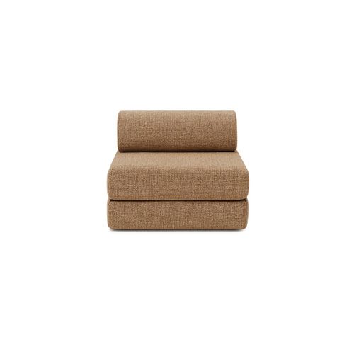 Canapé Droit Convertible 4 Places - Tissu Tweed - Marron