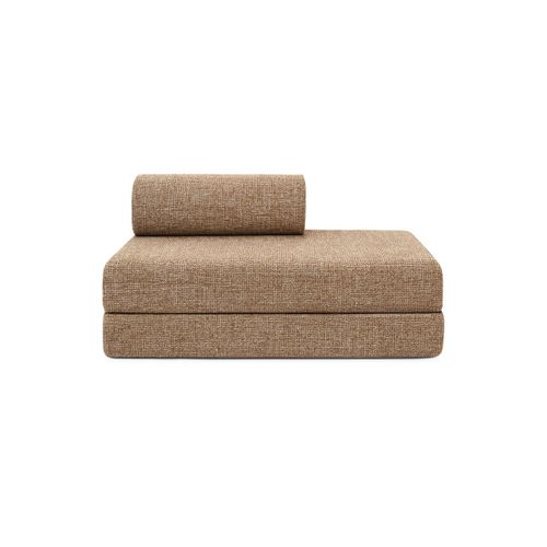 Canapé Droit Convertible 3 Places - Tissu Tweed - Marron