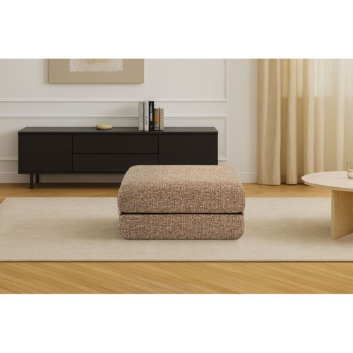 Pouf Modulable Et Convertible - Tissu Tweed - Marron