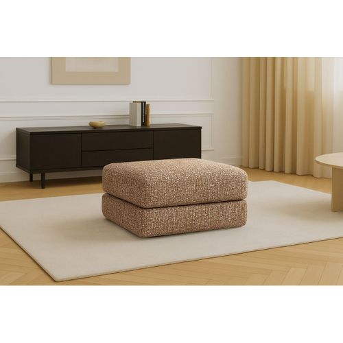 Pouf Modulable Et Convertible - Tissu Tweed - Marron