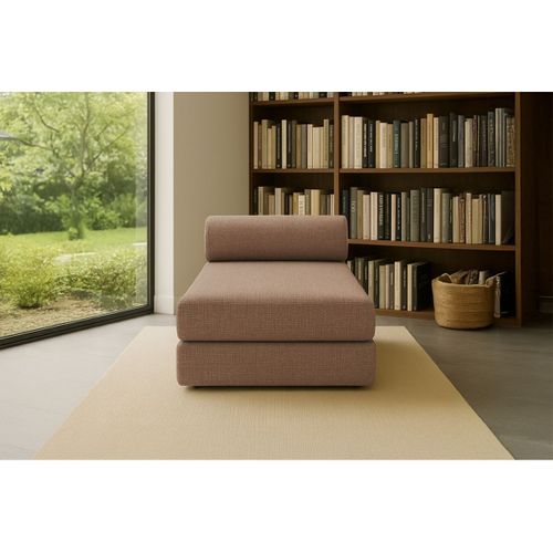 Méridienne Modulable Et Convertible - Tissu Tweed - Marron