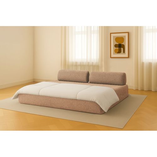 Canapé Droit Convertible 3,5 Places - Tissu Tweed - Marron