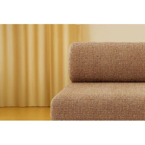 Canapé Droit Convertible 3,5 Places - Tissu Tweed - Marron