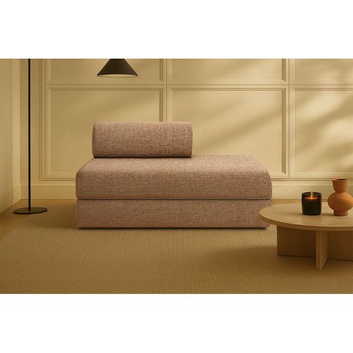 Canapé Droit Modulable Et Convertible 2 Places - Tissu Tweed - Marron