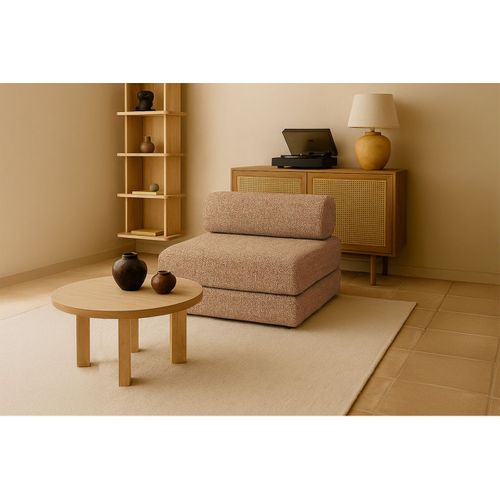 Fauteuil Modulable Et Convertible - Tissu Tweed - Marron