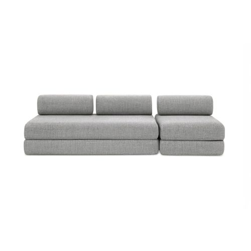 Canapé Droit Convertible 4 Places - Tissu Tweed - Gris