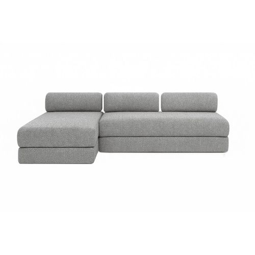 Canapé D'angle Convertible 6,5 Places - Tissu Tweed - Gris