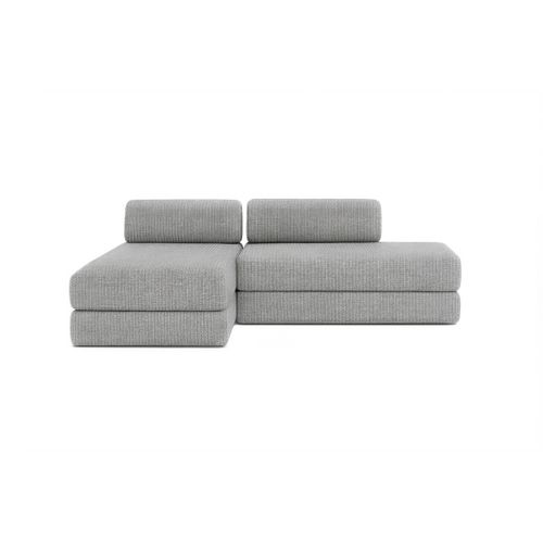 Canapé D'angle Convertible 5 Places - Tissu Tweed - Gris