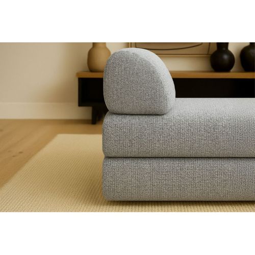 Pouf Modulable Et Convertible - Tissu Tweed - Gris