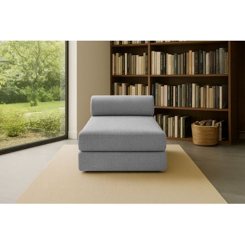 Méridienne Modulable Et Convertible - Tissu Tweed - Gris