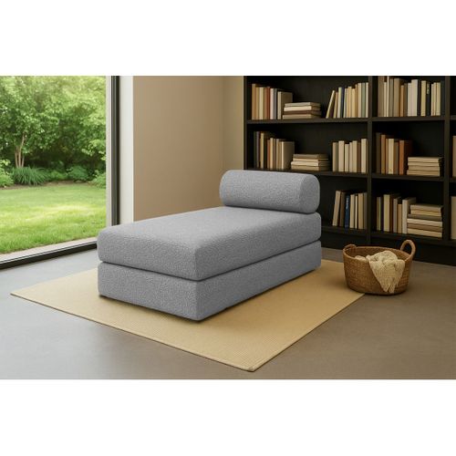 Méridienne Modulable Et Convertible - Tissu Tweed - Gris