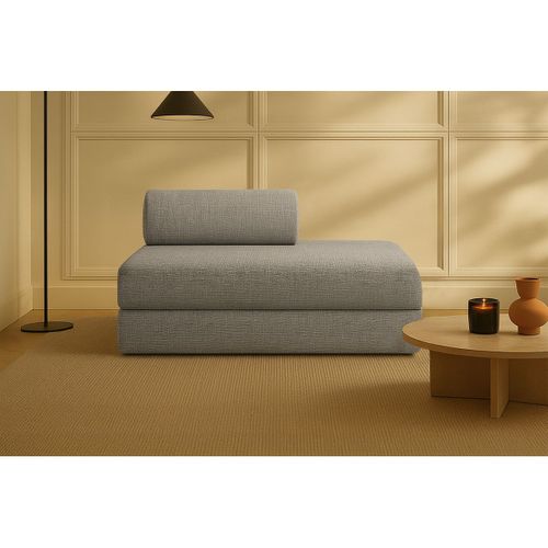 Canapé Droit Modulable Et Convertible 2 Places - Tissu Tweed - Gris