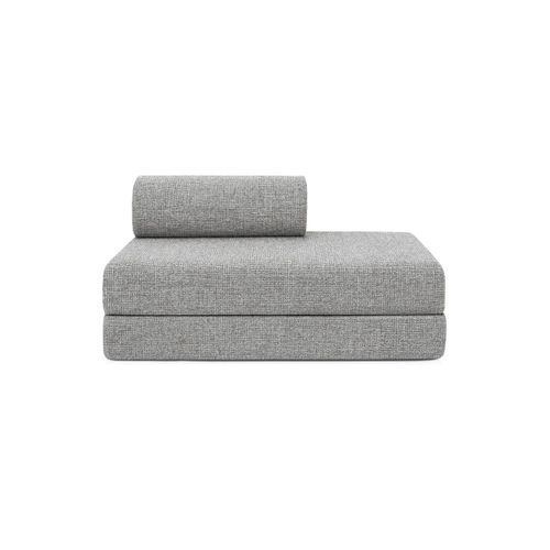 Canapé Droit Modulable Et Convertible 2 Places - Tissu Tweed - Gris