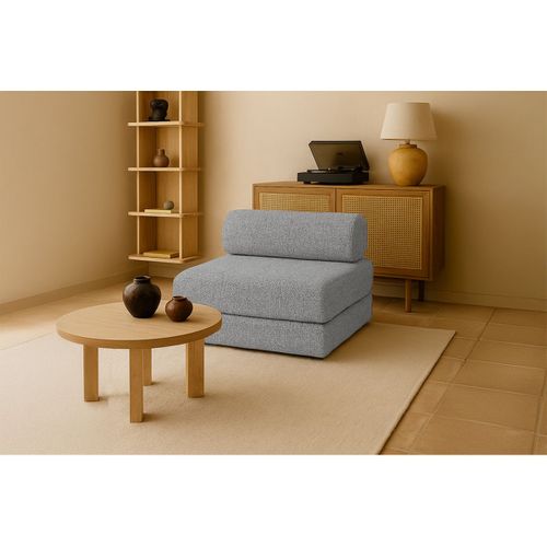 Fauteuil Modulable Et Convertible - Tissu Tweed - Gris