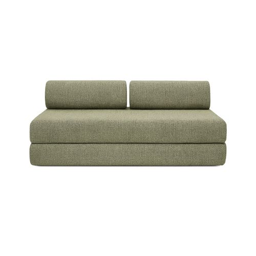 Canapé D'angle Convertible 6,5 Places - Tissu Tweed - Vert