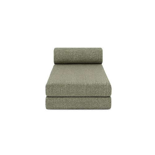 Canapé D'angle Convertible 6,5 Places - Tissu Tweed - Vert