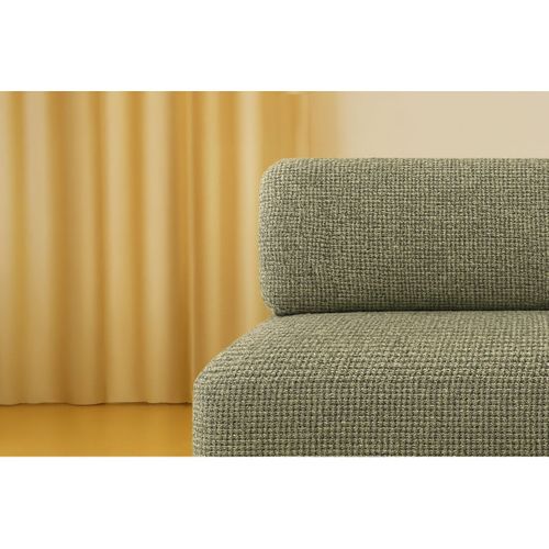 Canapé D'angle Convertible 6,5 Places - Tissu Tweed - Vert
