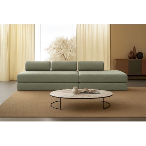 Canapé Droit Convertible 5 Places - Tissu Tweed - Vert