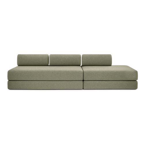 Canapé Droit Convertible 5 Places - Tissu Tweed - Vert