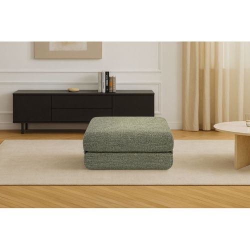 Pouf Modulable Et Convertible - Tissu Tweed - Vert