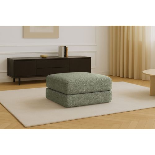 Pouf Modulable Et Convertible - Tissu Tweed - Vert