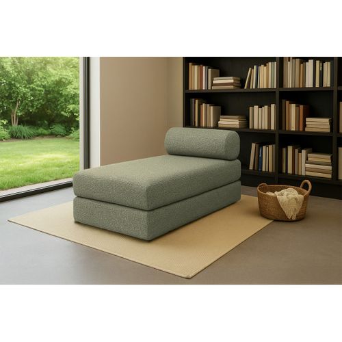 Méridienne Modulable Et Convertible - Tissu Tweed - Vert