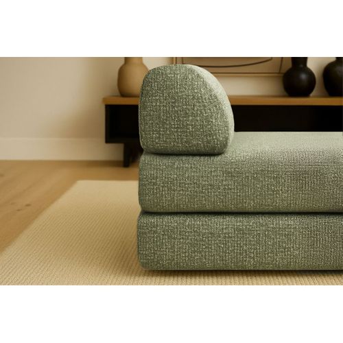 Méridienne Modulable Et Convertible - Tissu Tweed - Vert