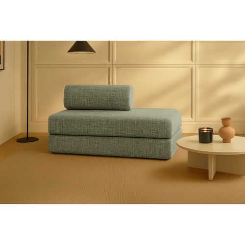 Canapé Droit Modulable Et Convertible 2 Places - Tissu Tweed - Vert