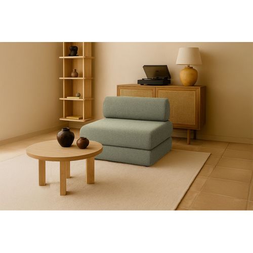 Fauteuil Modulable Et Convertible - Tissu Tweed - Vert