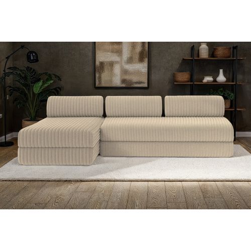 Canapé D'angle Convertible 6,5 Places - Velours Côtelé XL - Taupe