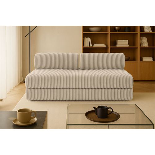 Canapé Droit Convertible 3,5 Places - Velours Côtelé XL - Taupe