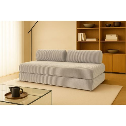 Canapé Droit Convertible 3,5 Places - Velours Côtelé XL - Taupe