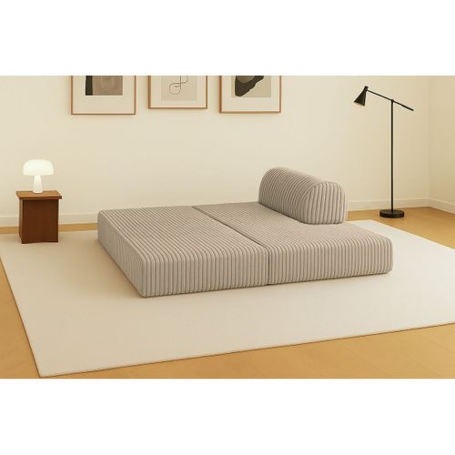 Canapé Droit Modulable Et Convertible 2 Places - Velours Côtelé XL - Taupe
