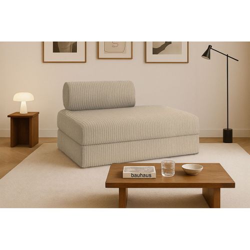 Canapé Droit Modulable Et Convertible 2 Places - Velours Côtelé XL - Taupe