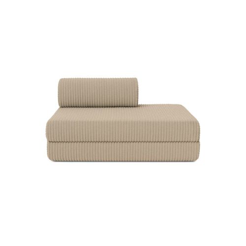 Canapé Droit Modulable Et Convertible 2 Places - Velours Côtelé XL - Taupe