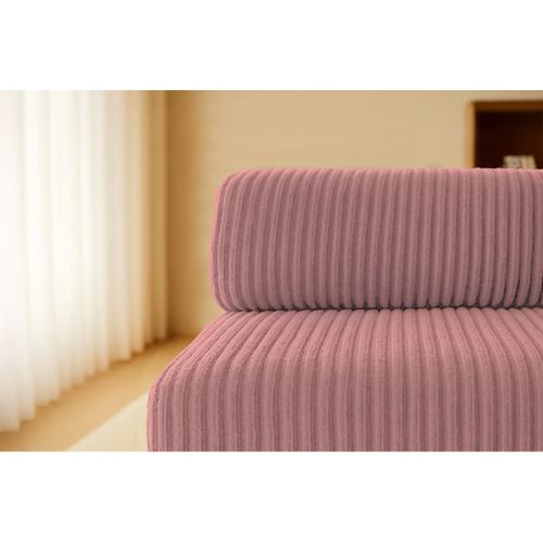 Canapé Droit Convertible 3 Places - Velours Côtelé XL - Rose