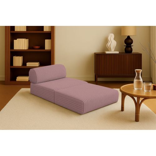 Fauteuil Modulable Et Convertible - Velours Côtelé XL - Rose