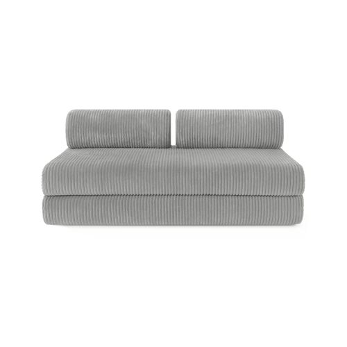 Canapé D'angle Convertible 6,5 Places - Velours Côtelé XL - Gris Clair