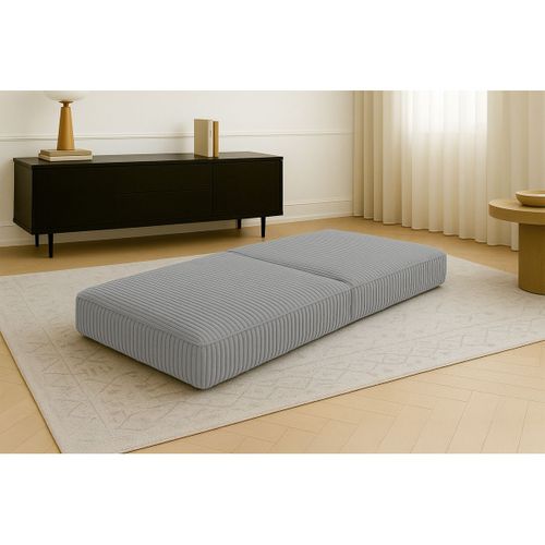 Pouf Modulable Et Convertible - Velours Côtelé XL - Gris Clair