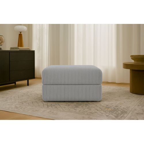 Pouf Modulable Et Convertible - Velours Côtelé XL - Gris Clair