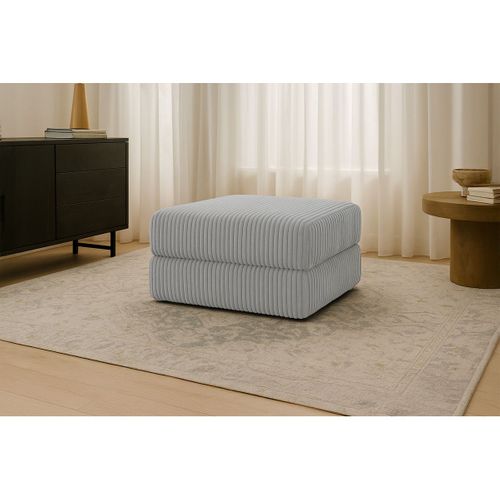 Pouf Modulable Et Convertible - Velours Côtelé XL - Gris Clair