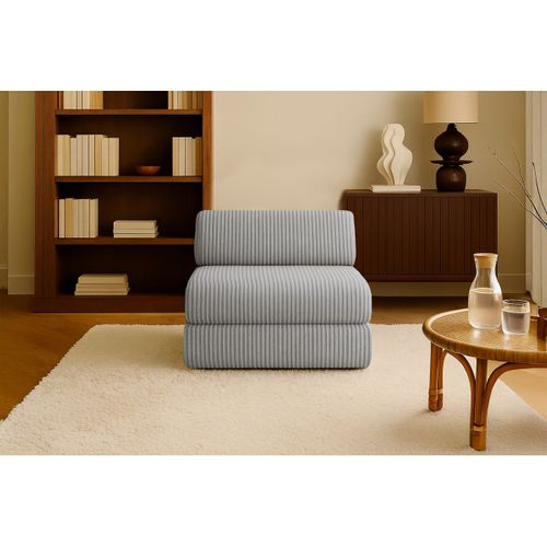 Fauteuil Modulable Et Convertible - Velours Côtelé XL - Gris Clair