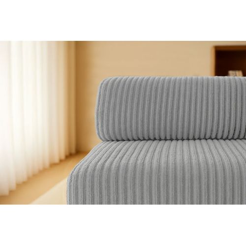 Fauteuil Modulable Et Convertible - Velours Côtelé XL - Gris Clair