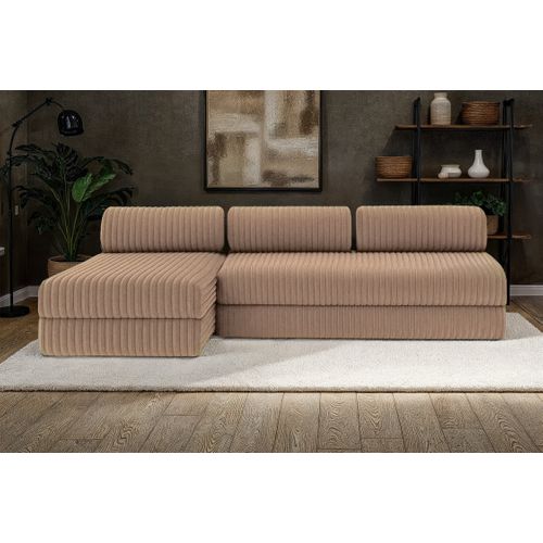 Canapé D'angle Convertible 6,5 Places - Velours Côtelé XL - Marron