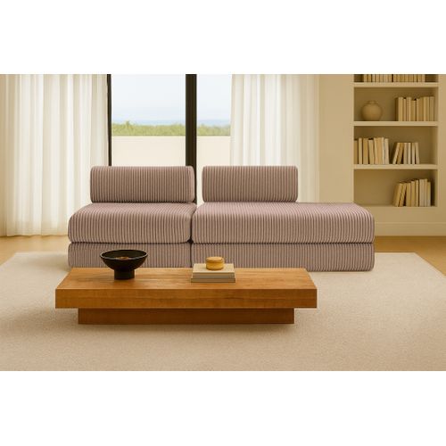 Canapé Droit Convertible 3 Places - Velours Côtelé XL - Marron