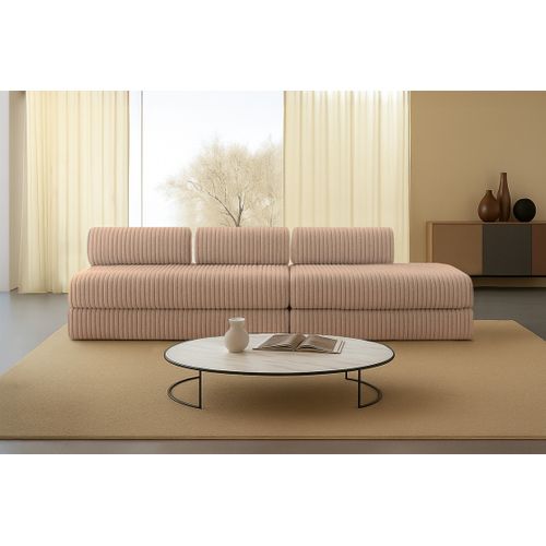 Canapé Droit Convertible 5 Places - Velours Côtelé XL - Marron