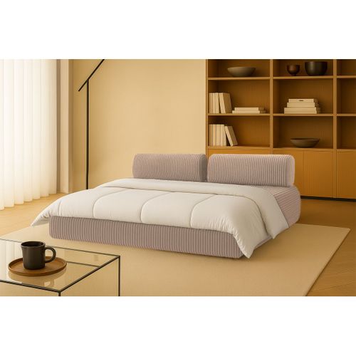 Canapé Droit Convertible 3,5 Places - Velours Côtelé XL - Marron