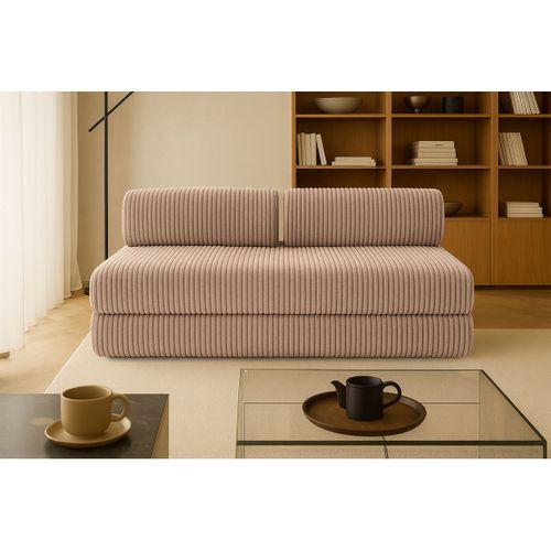 Canapé Droit Convertible 3,5 Places - Velours Côtelé XL - Marron